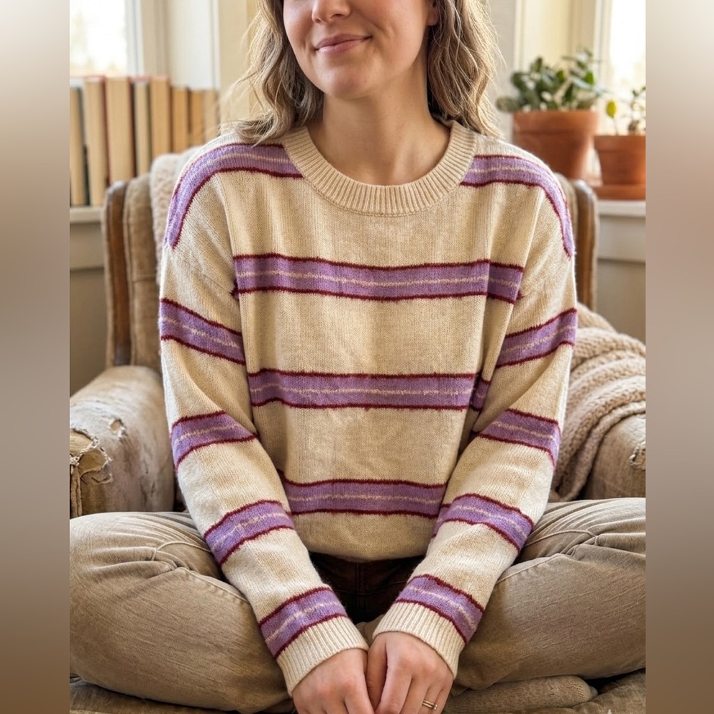 Arizona Jean Company Women’s Crewneck Striped Sweater